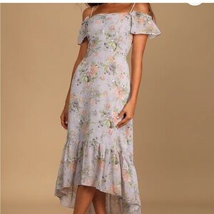 Lulu's Lavender Floral Midi Dress